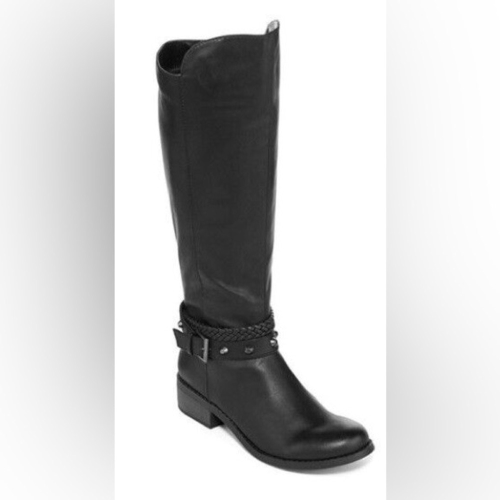 Arizona Riding Boots Size 11 Black Studded Braided‎ Knee High Moto Tall Boots